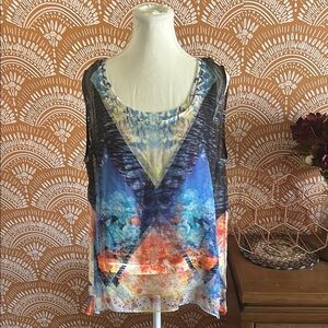 Live and Let Live Multicolor Abstract Top